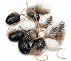 Vajíčka veľkonočné biele a čierne 4 cm / 12 ks