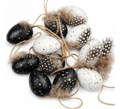Vajíčka veľkonočné biele a čierne 4 cm / 12 ks