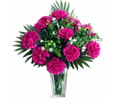 Umelá kytica karafiáty - tmavoružová