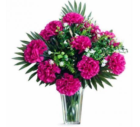 Umelá kytica karafiáty - tmavoružová