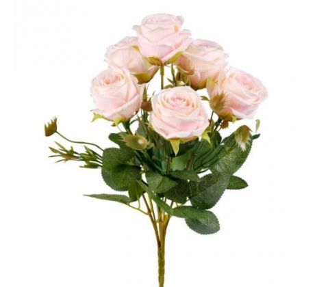 Umelá kytica ružičky krémovo - lososová 30 cm