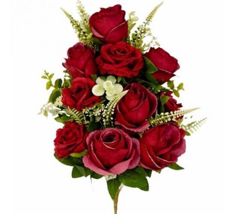 Umelá kytica ruža bordová ležiaca 54 cm