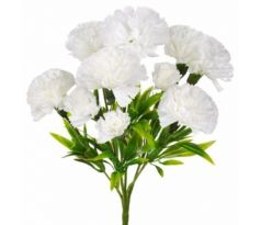 Umelá kytička karafiáty biela 28 cm