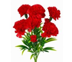 Umelá kytička karafiáty červená 28 cm