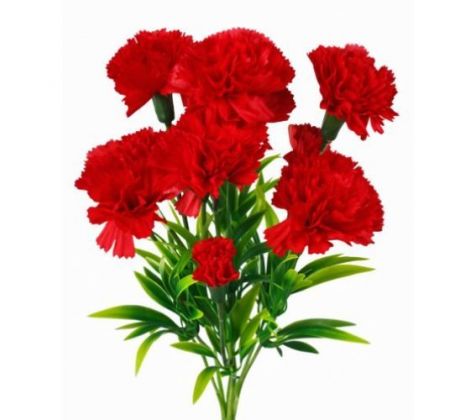 Umelá kytička karafiáty červená 28 cm