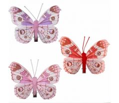 Motýlik ružový, fialový, červený so štipcom mix 6 x 7 cm / 3 ks