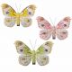 Motýlik žltý, zelený, ružový so štipcom mix 6 x 7 cm / 3 ks