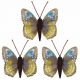Motýlik hnedo-modro-zelený so štipcom 4,5 x 4,5 cm/ 3 ks