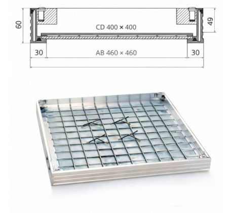 Poklop hliníkový pre zadláždenie H60 - 400x400 - nosnosť do 12,5 t