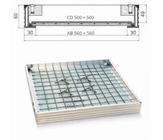 Poklop hliníkový pre zadláždenie H60 - 500x500 - nosnosť do 12,5 t