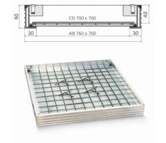 Poklop hliníkový pre zadláždenie H60 - 700x700 - nosnosť do 12,5 t
