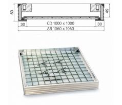 Poklop hliníkový pre zadláždenie H60 - 1000x1000 - nosnosť do 12,5 t