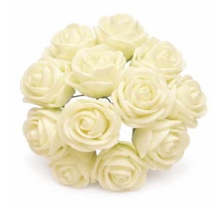 Ružičky krémové penové 2 cm / 12 ks