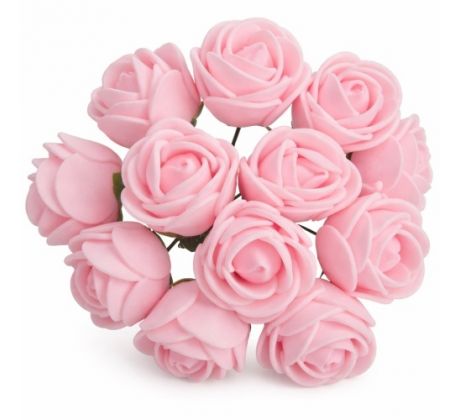 Ružičky ružové penové 2 cm / 12 ks