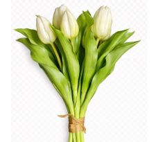 Umelá kytica tulipány biele 30 cm