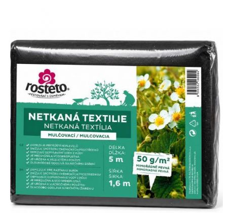 Netkaná textília Rosteto – čierna mulčovacia 50 g/m², 5 × 1,6 m