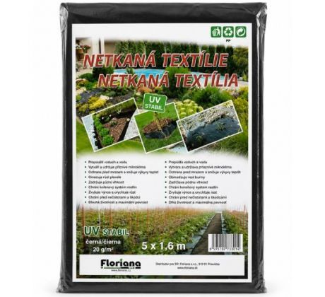 Netkaná textília 5 x 1,6 m čierna 50g/m2 mulčovacia